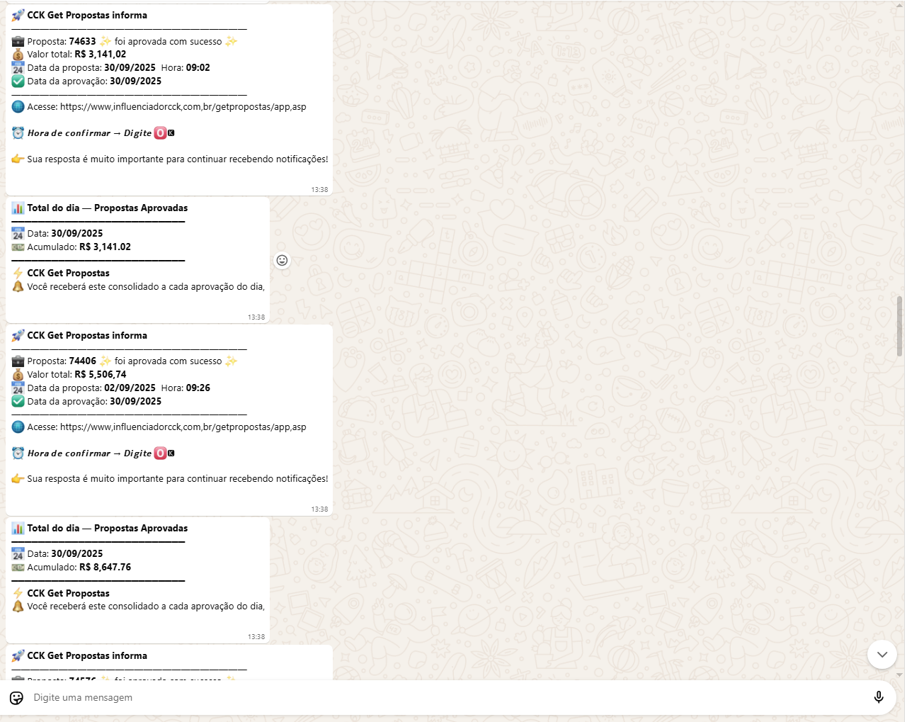 WhatsApp — Propostas Aprovadas