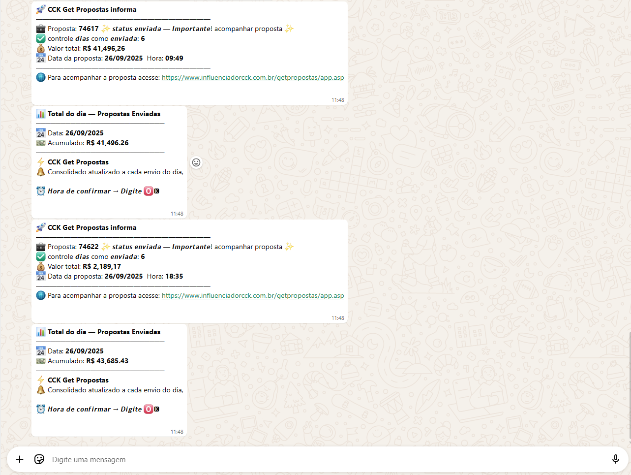 WhatsApp — Propostas Enviadas